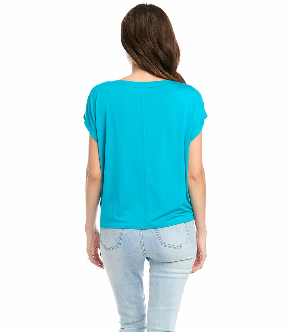 Karen Kane Boatneck Tie Front Top Tops