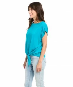 Karen Kane Boatneck Tie Front Top Tops