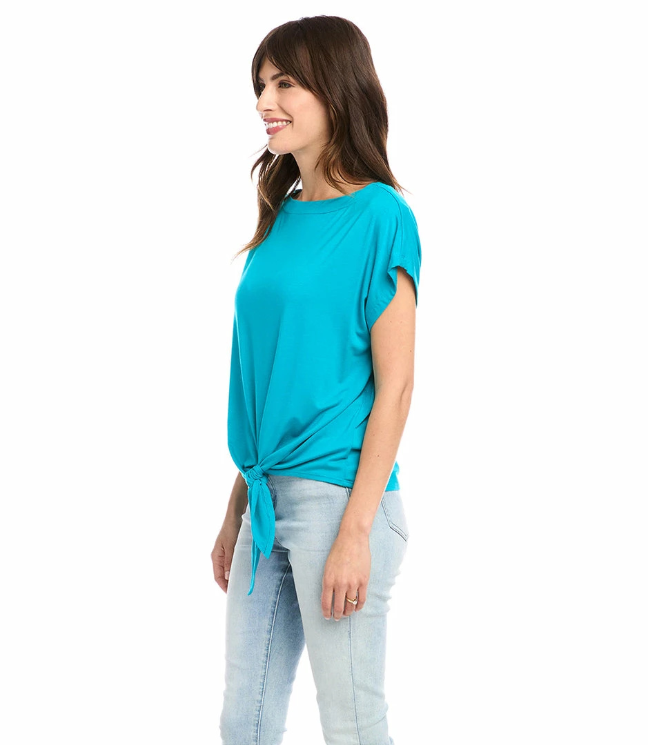 Karen Kane Boatneck Tie Front Top Tops