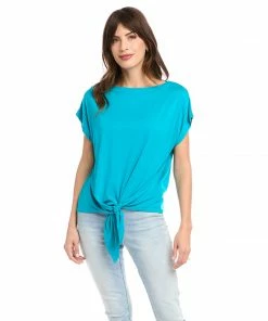 Karen Kane Boatneck Tie Front Top Tops