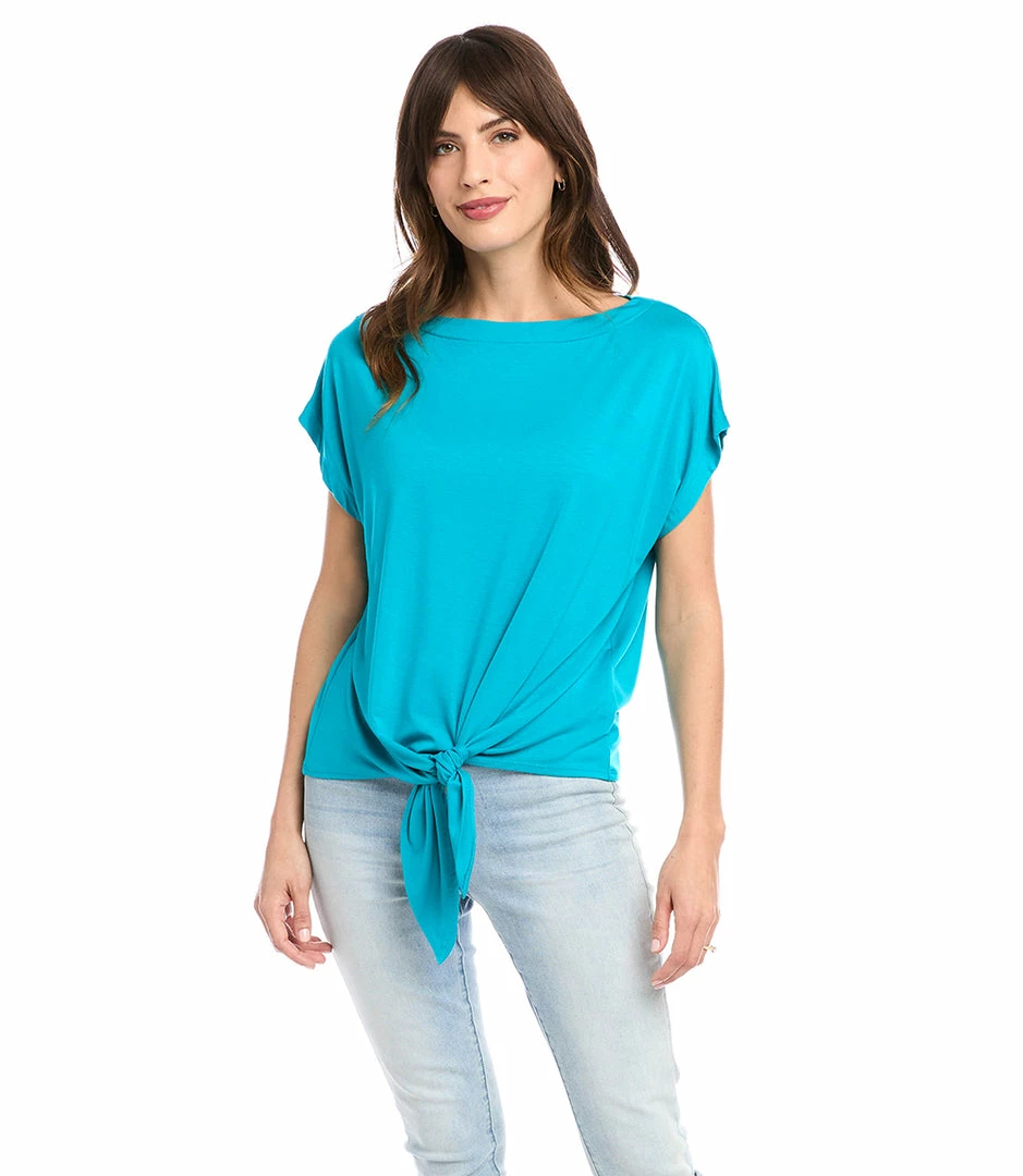 Karen Kane Boatneck Tie Front Top Tops