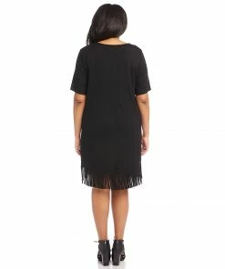 Karen Kane Plus Size V-Neck Fringe Dress