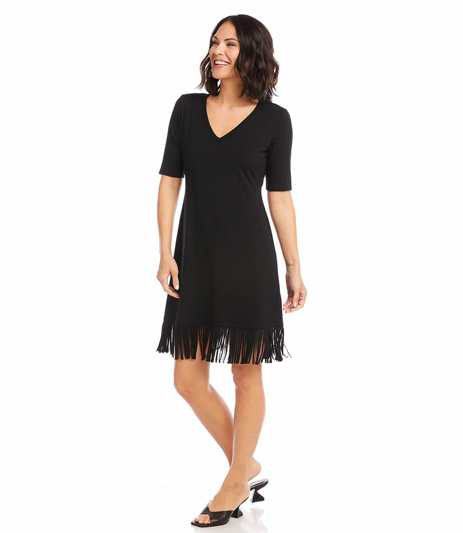 Karen Kane Clothing V-Neck Fringe Dress