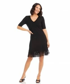 Karen Kane Clothing V-Neck Fringe Dress