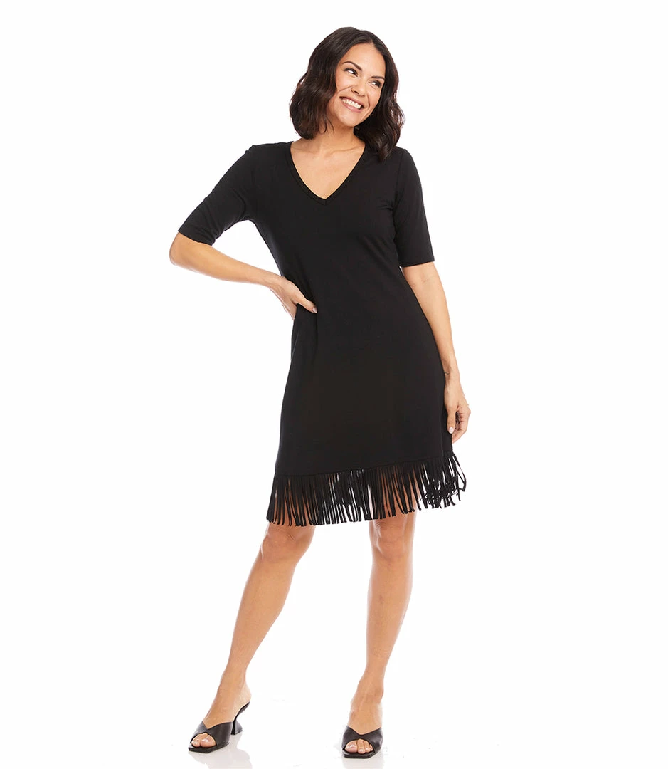Karen Kane Clothing V-Neck Fringe Dress