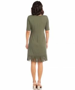 Karen Kane V-Neck Fringe Dress Clothing