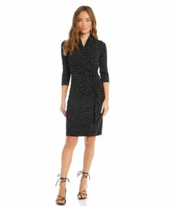 Karen Kane 3/4 Sleeve Cascade Wrap Dress Dresses