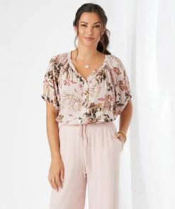 Karen Kane Short Sleeve Peasant Top