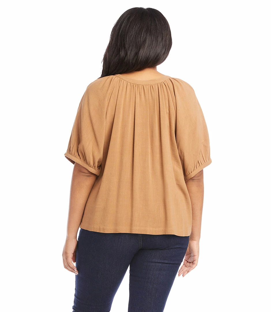 Karen Kane Tops Plus Size Short Sleeve Peasant Top