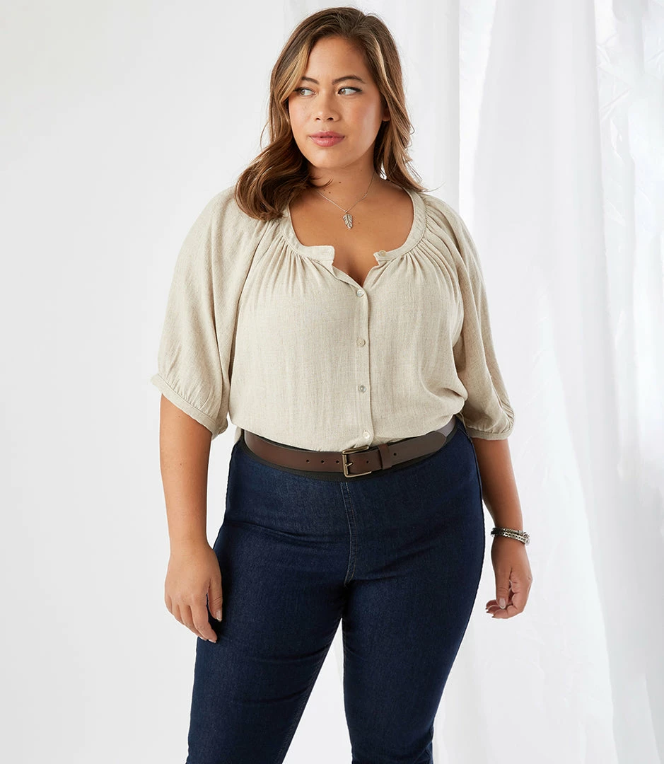 Karen Kane New Arrivals Plus Size Short Sleeve Peasant Top