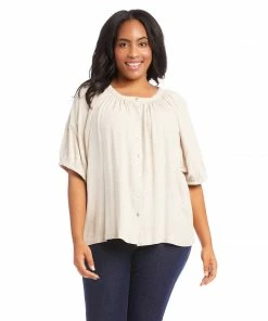 Karen Kane New Arrivals Plus Size Short Sleeve Peasant Top