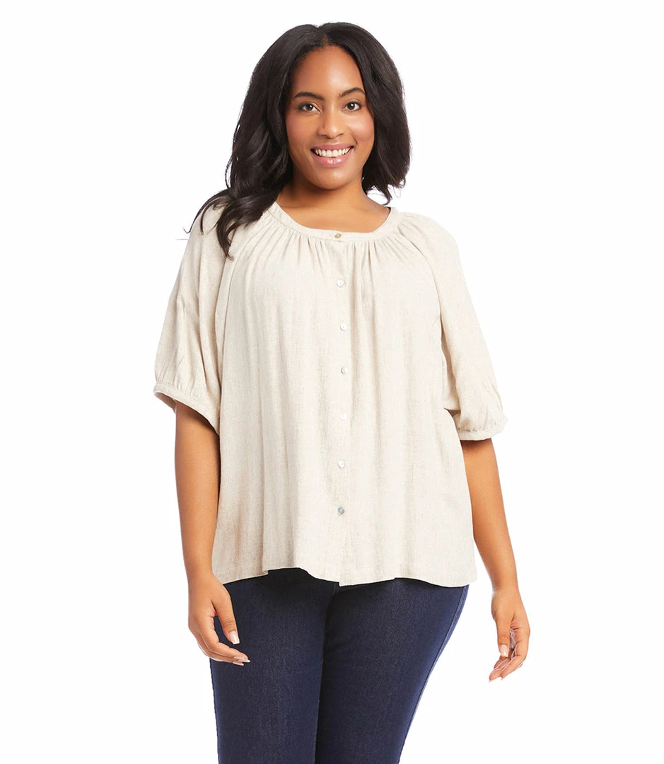 Karen Kane New Arrivals Plus Size Short Sleeve Peasant Top