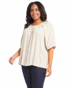 Karen Kane New Arrivals Plus Size Short Sleeve Peasant Top