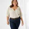 Karen Kane New Arrivals Plus Size Short Sleeve Peasant Top