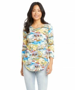 Karen Kane Petite Size 3/4 Sleeve Shirttail Top