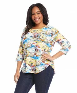 Karen Kane Plus Size 3/4 Sleeve Shirttail Top
