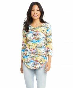 Karen Kane 3/4 Sleeve Shirttail Top