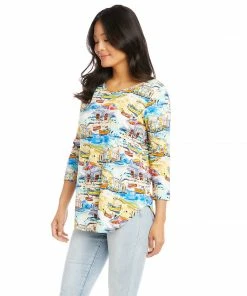 Karen Kane 3/4 Sleeve Shirttail Top