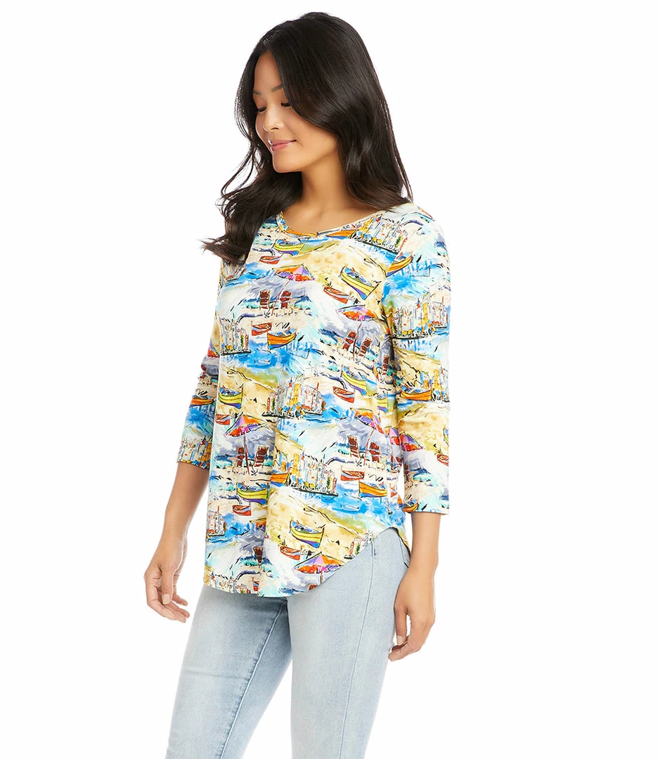 Karen Kane 3/4 Sleeve Shirttail Top