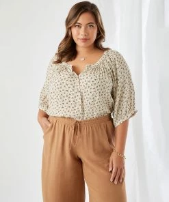 Karen Kane Plus Size Short Sleeve Peasant Top New Arrivals