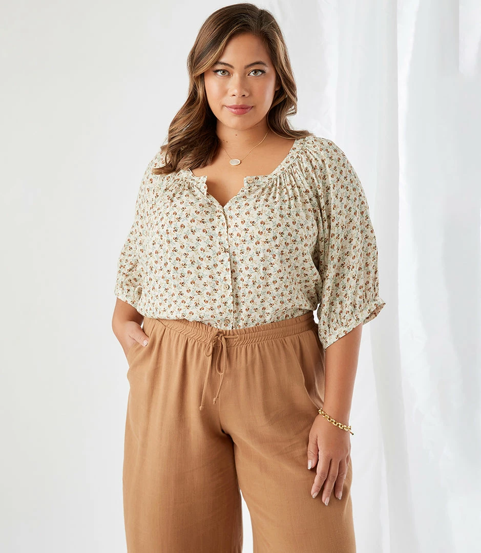 Karen Kane Plus Size Short Sleeve Peasant Top New Arrivals