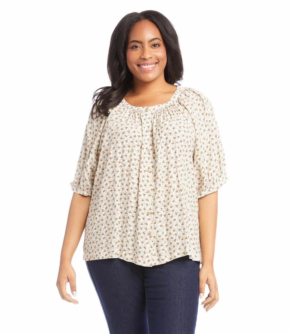 Karen Kane Plus Size Short Sleeve Peasant Top New Arrivals