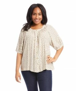 Karen Kane Plus Size Short Sleeve Peasant Top New Arrivals