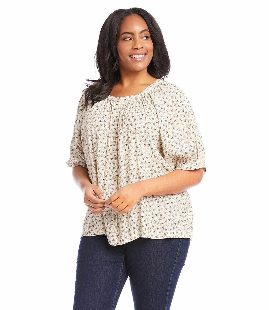 Karen Kane Plus Size Short Sleeve Peasant Top New Arrivals