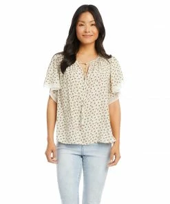 Karen Kane Tops Flutter Sleeve Top
