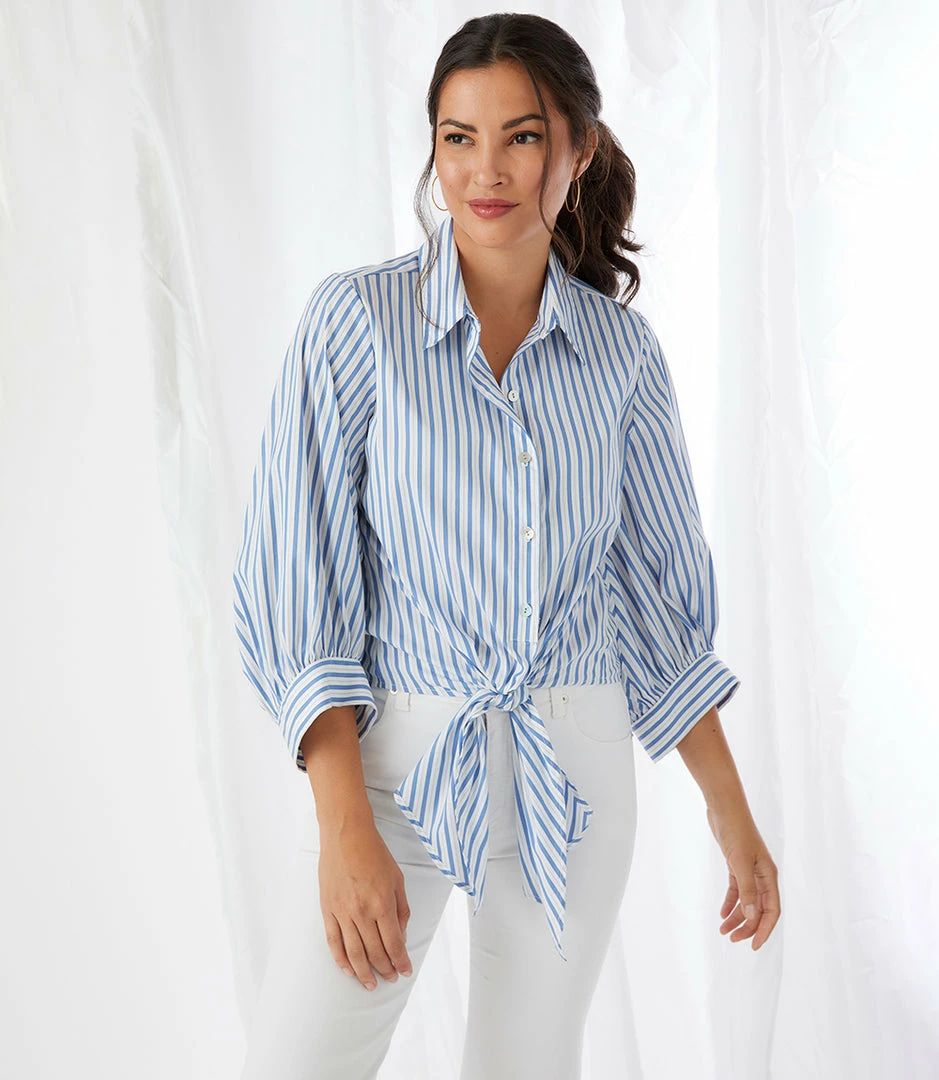 Karen Kane Stripe Tie-Front Top Clothing