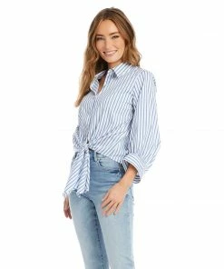Karen Kane Stripe Tie-Front Top Clothing