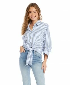 Karen Kane Stripe Tie-Front Top Clothing