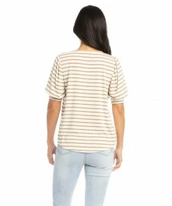 Karen Kane Petite Size Shirred Sleeve Shirttail Tee