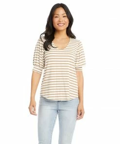 Karen Kane Tops Shirred Sleeve Shirttail Tee