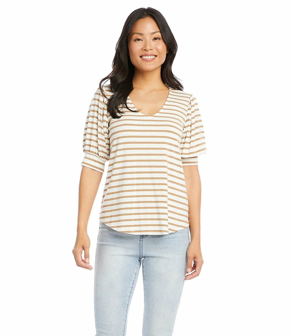 Karen Kane Tops Shirred Sleeve Shirttail Tee