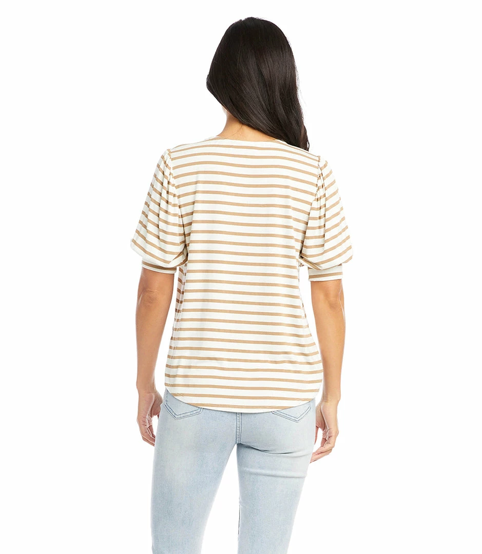 Karen Kane Tops Shirred Sleeve Shirttail Tee