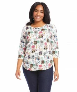 Karen Kane Plus Size 3/4 Sleeve Shirttail Top