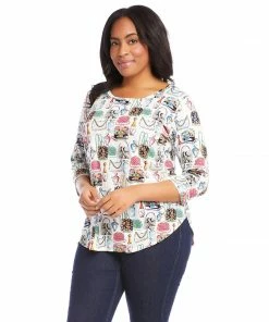 Karen Kane Plus Size 3/4 Sleeve Shirttail Top