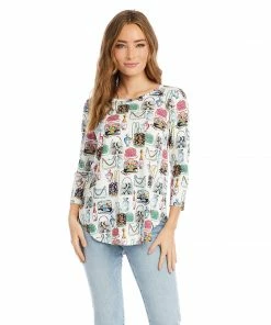 Karen Kane 3/4 Sleeve Shirttail Top Clothing