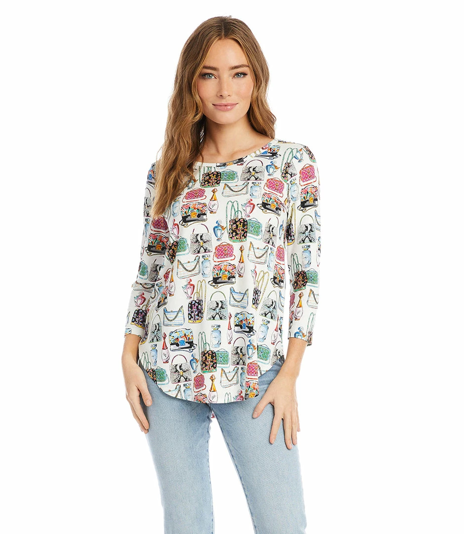 Karen Kane 3/4 Sleeve Shirttail Top Clothing