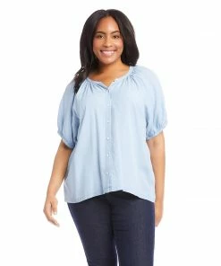 Karen Kane Plus Size Short Sleeve Peasant Top