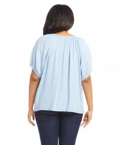 Karen Kane Plus Size Short Sleeve Peasant Top