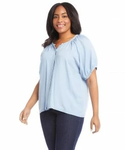 Karen Kane Plus Size Short Sleeve Peasant Top