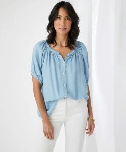 Karen Kane Short Sleeve Peasant Top Clothing