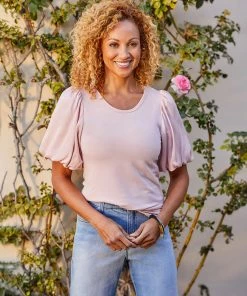 Karen Kane Clothing Contrast Satin Sleeve Top