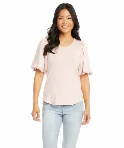 Karen Kane Clothing Contrast Satin Sleeve Top