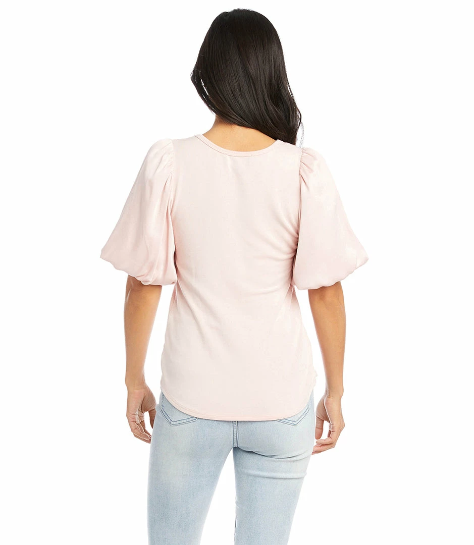 Karen Kane Clothing Contrast Satin Sleeve Top
