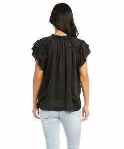 Karen Kane Flutter Sleeve Ruffle Top Clothing