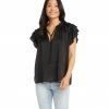 Karen Kane Flutter Sleeve Ruffle Top Clothing