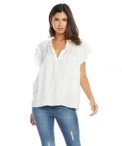 Karen Kane Flutter Sleeve Ruffle Top